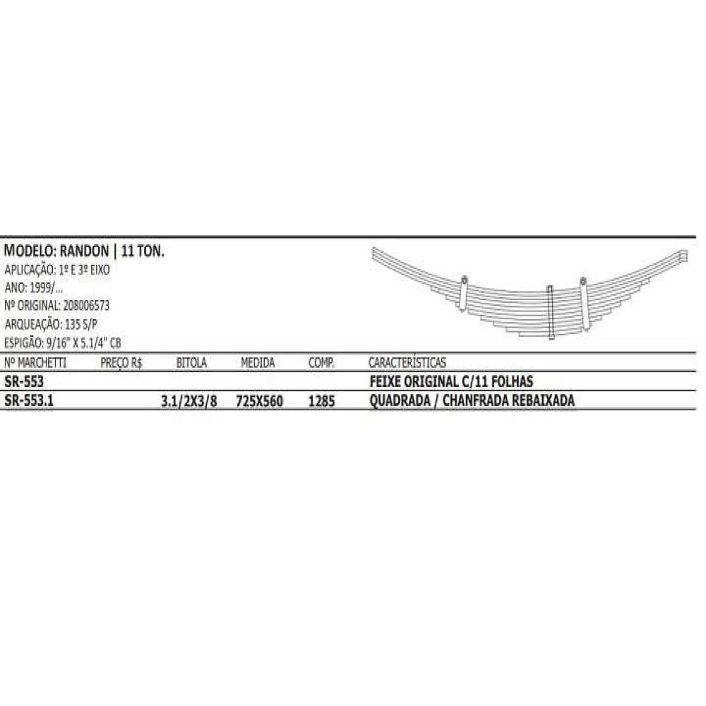 MOLA MESTRE CONVENCIONAL SR-553.1 - 725 X 565MM 1 E 3 EIXO RANDON