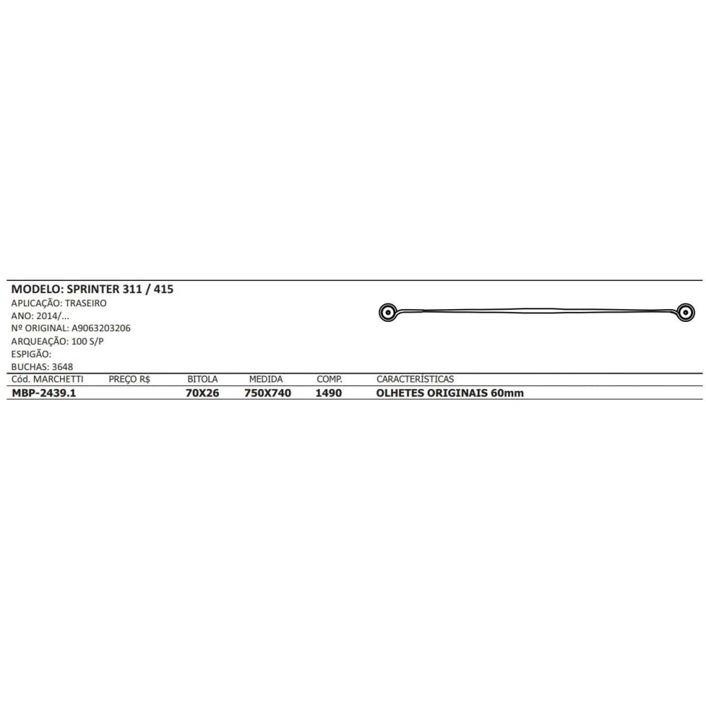 Mola mestre parabólica MBP-2439.1 - Tração Sprinter 311/415